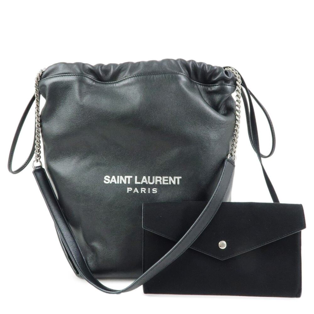 Saint Laurent Teddy Calfskin Bucket Bag Black